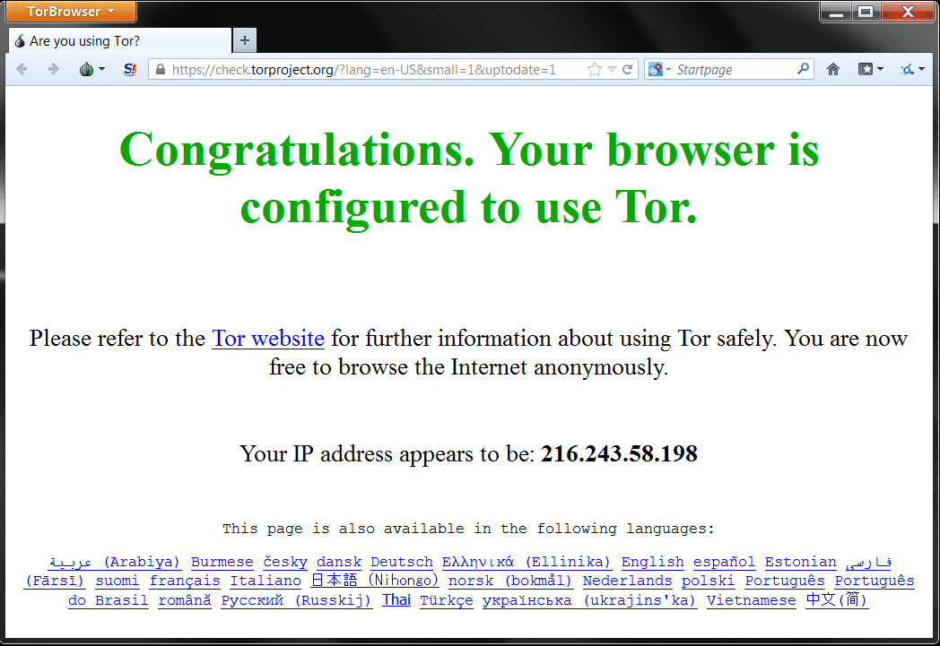 Step 5 - Launch of Tor Browser