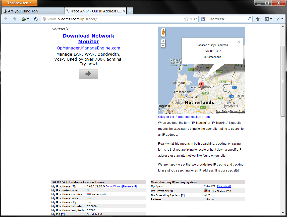 Step 7 - IP Trace from Tor