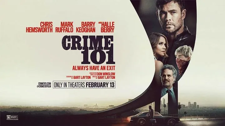 Chris Hemsworth starring in the high-stakes heist drama Crime 101, one of the best thriller movies of 2026