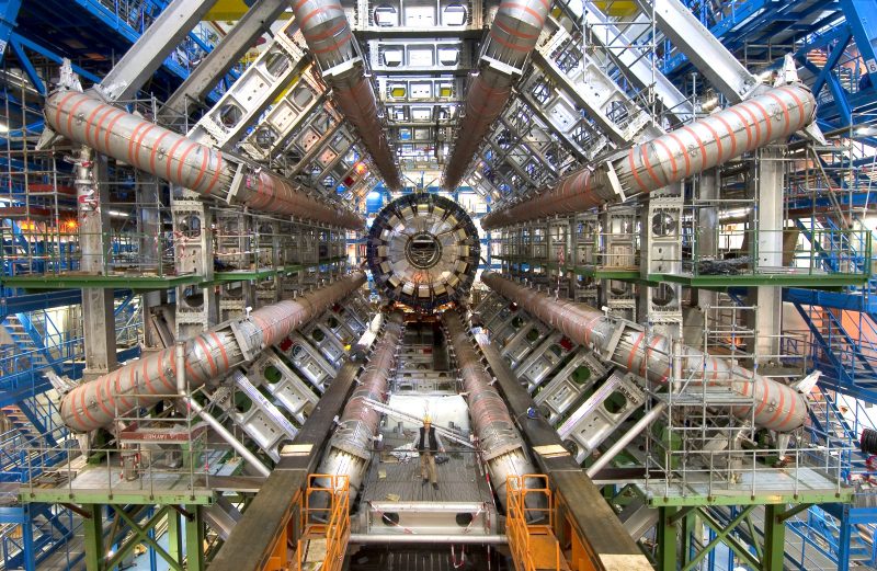 The Large Hadron Collider (LHC) at CERN in Geneva creates antimatter by smashing particles together.
