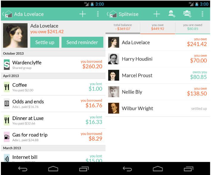 Splitwise screenshot bill sharing