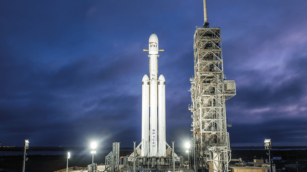 The Falcon Heavy is 70 meters tall, the most powerful rocket since the Saturn V that took humans to the moon