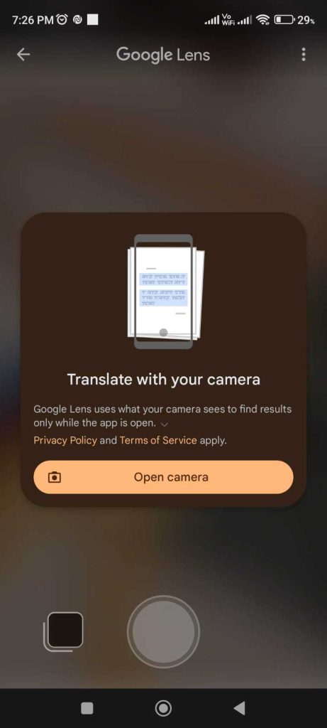Google Translate App- live camera translation ss