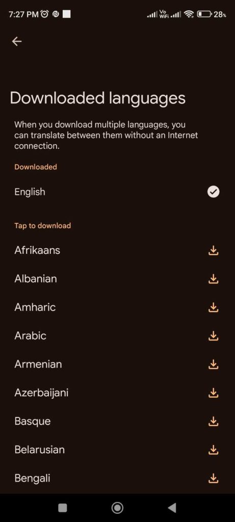 Google Translate App- store language
