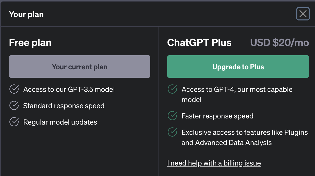 You can get a ChatGPT Plus membership by paying 20 USD a month.