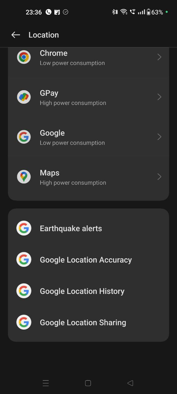 Google Location Settings > Location services.