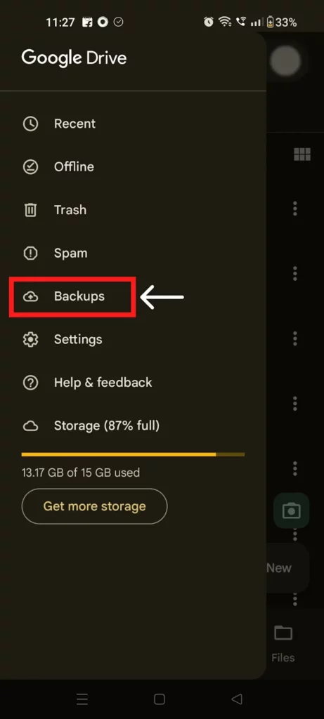 Check for your backed up chats in Google drive
