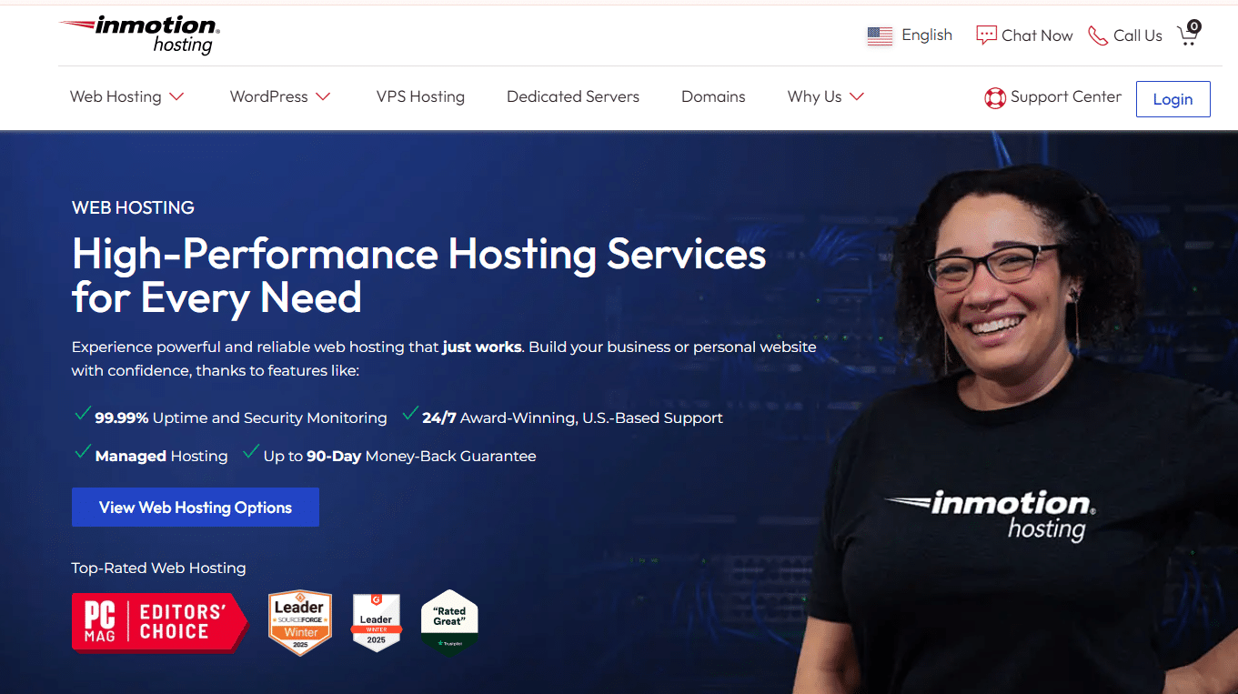 InMotion Hosting is a great choice for agencies, growing eCommerce sites, and larger companies that need more power than shared hosting provides.