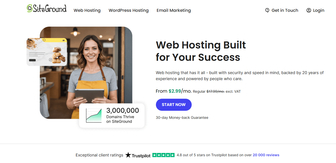 For small businesses, online stores, and high-traffic websites, SiteGround is a great alternative to Bluehost.