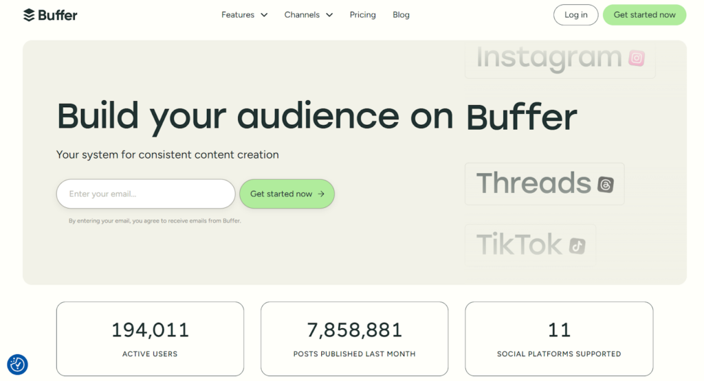 Buffer is a simple, clean, and creator-friendly social media management tool 