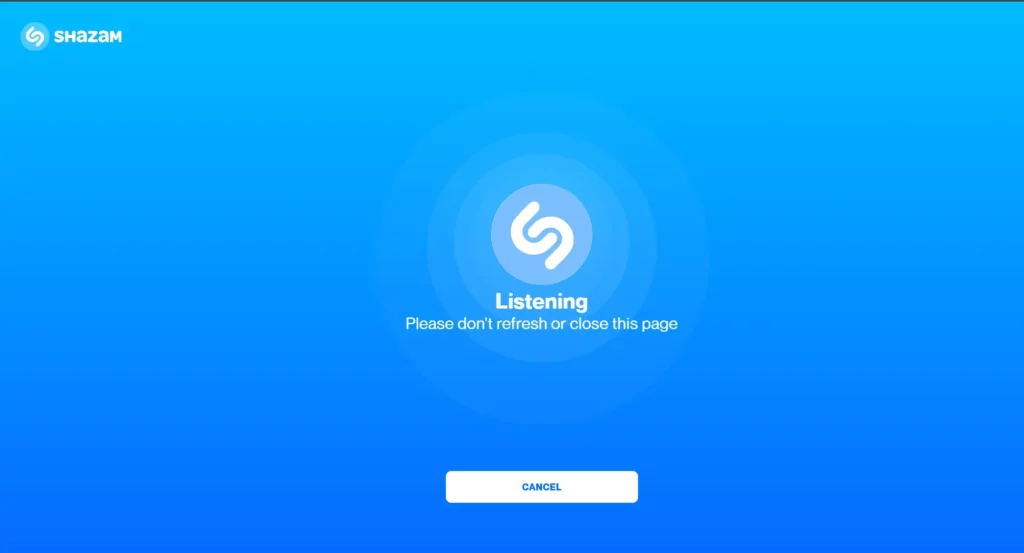Shazam music recognition app identifying a song in real time