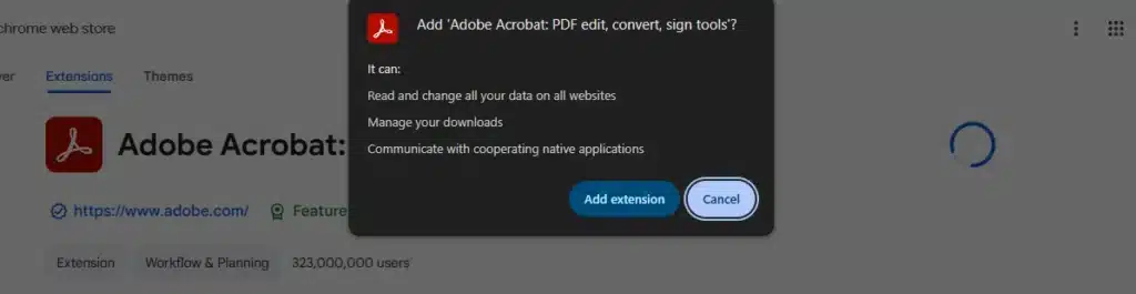 Click on ‘Add extension’ to confirm your selection.