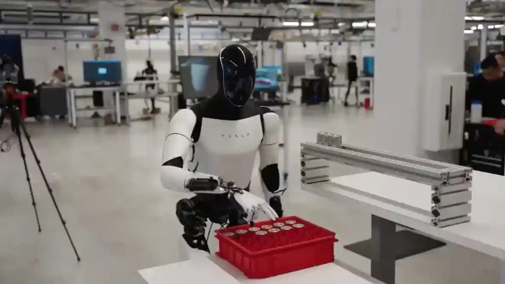 Tesla’s Optimus Gen 2 humanoid robot in action.