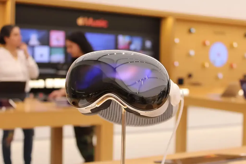 Apple Vision Pro on display at an Apple Store after its 2024 launch.