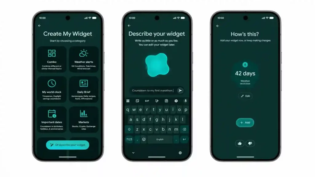 Create My Widget feature of Gemini Intelligence